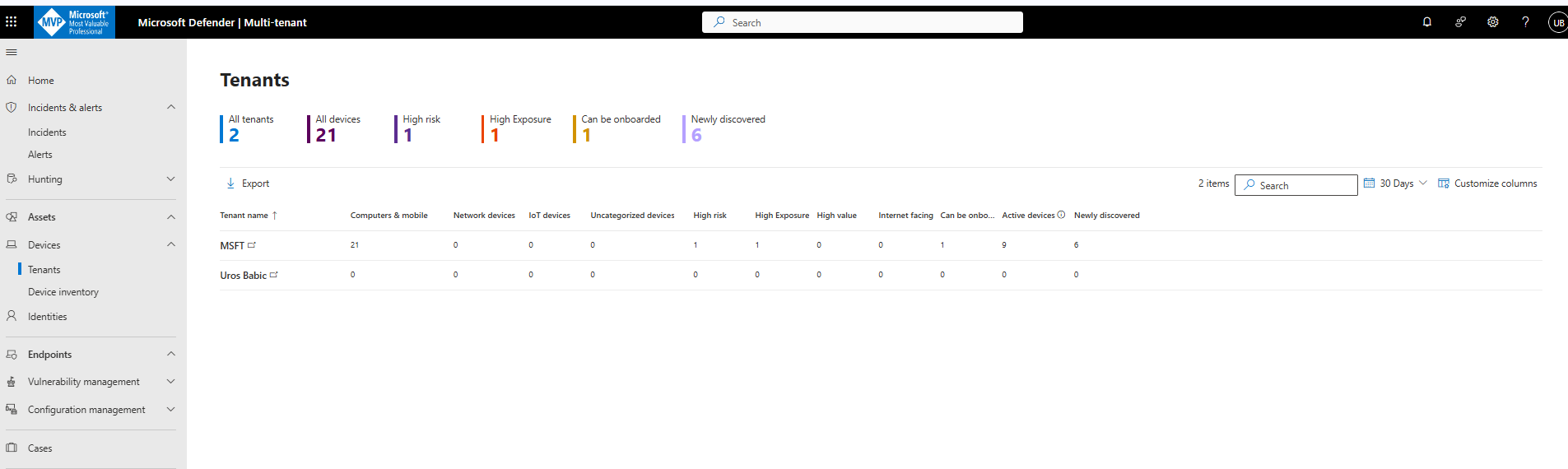 Microsoft Defender multitenant management