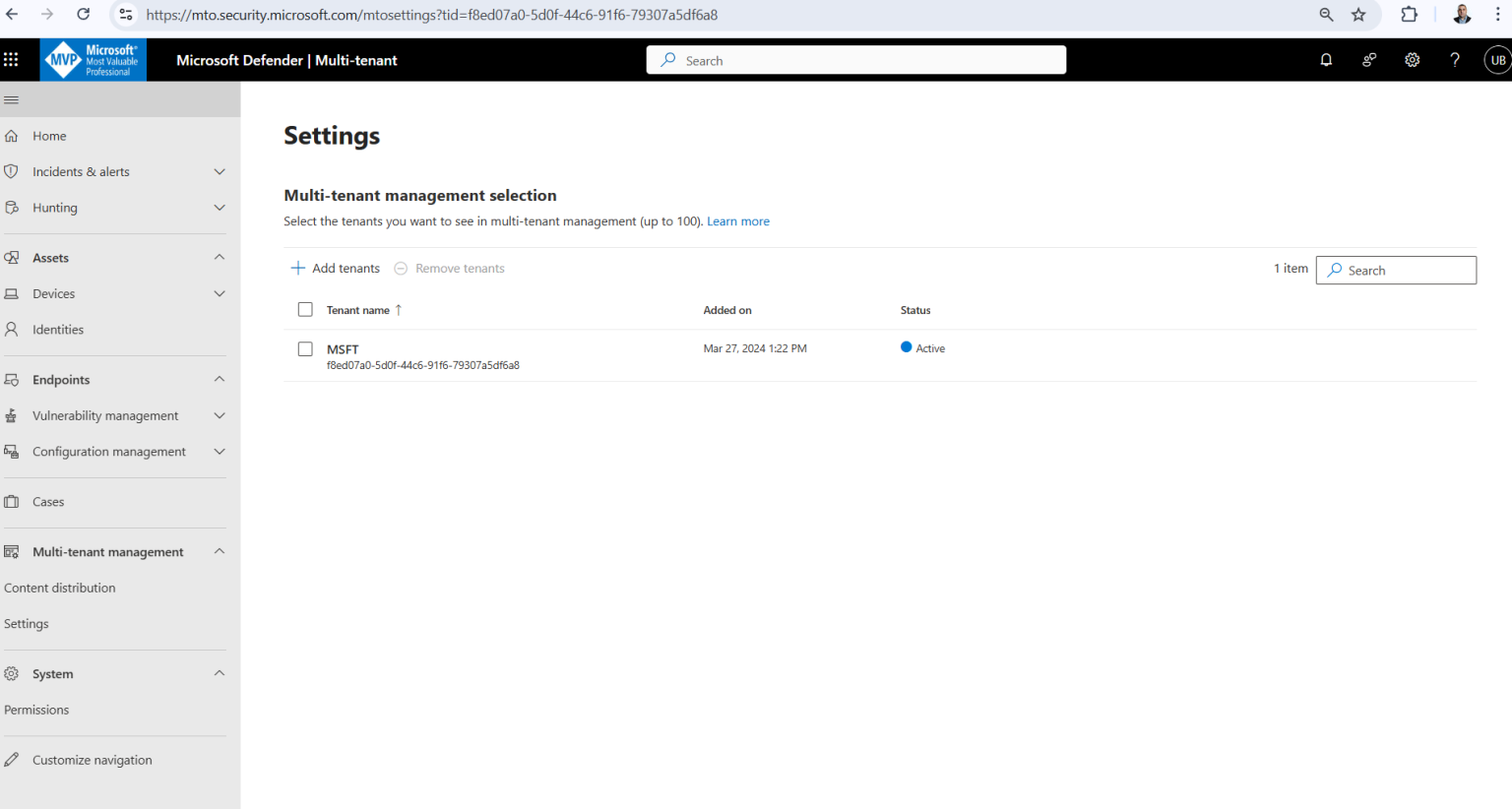 Microsoft Defender multitenant management
